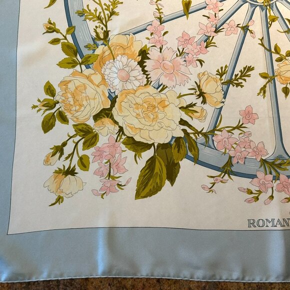 Vintage Hermes Romantique Silk Scarf by Maurice Tranchant Blue and Pink - Picture 2 of 15